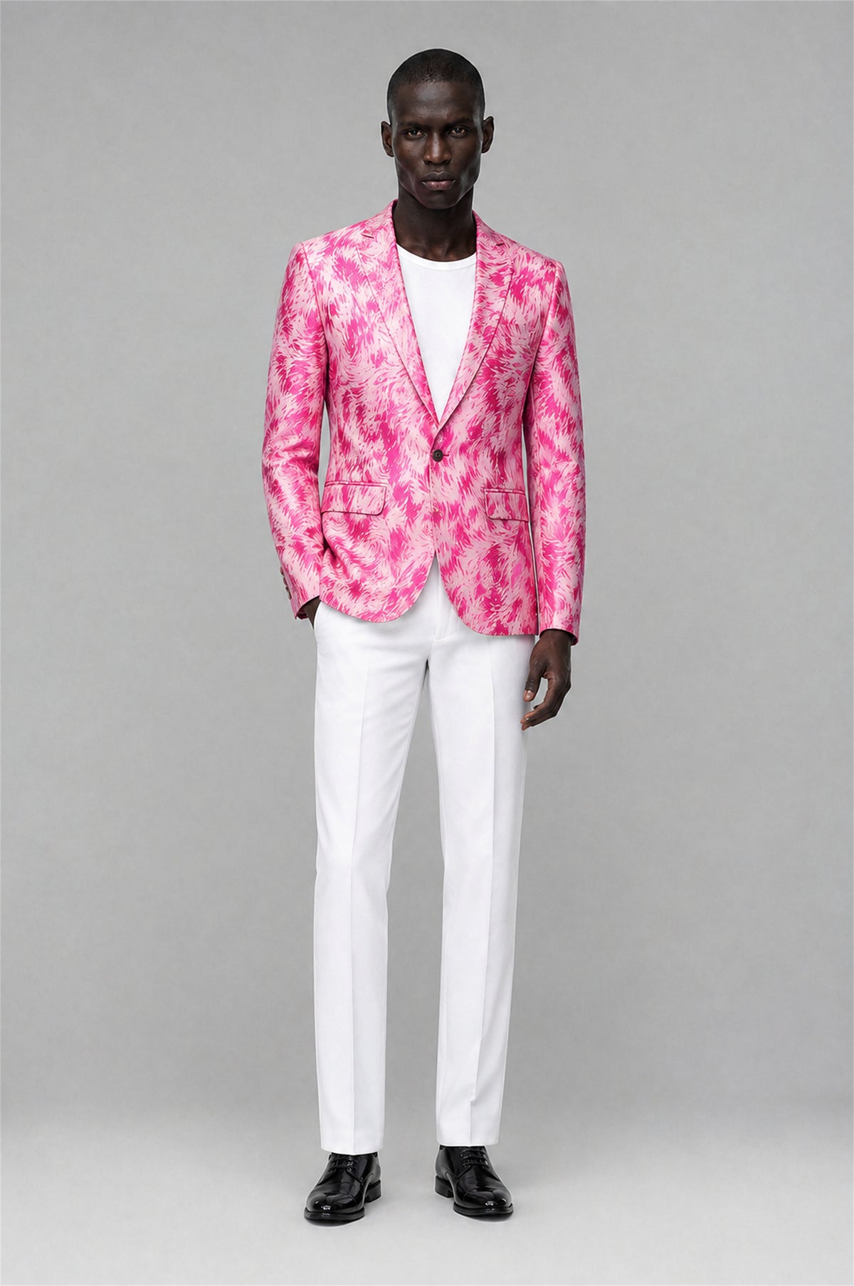 Savile Men's Hot Pink Textured Single-Breasted Blazer - Hot Pink