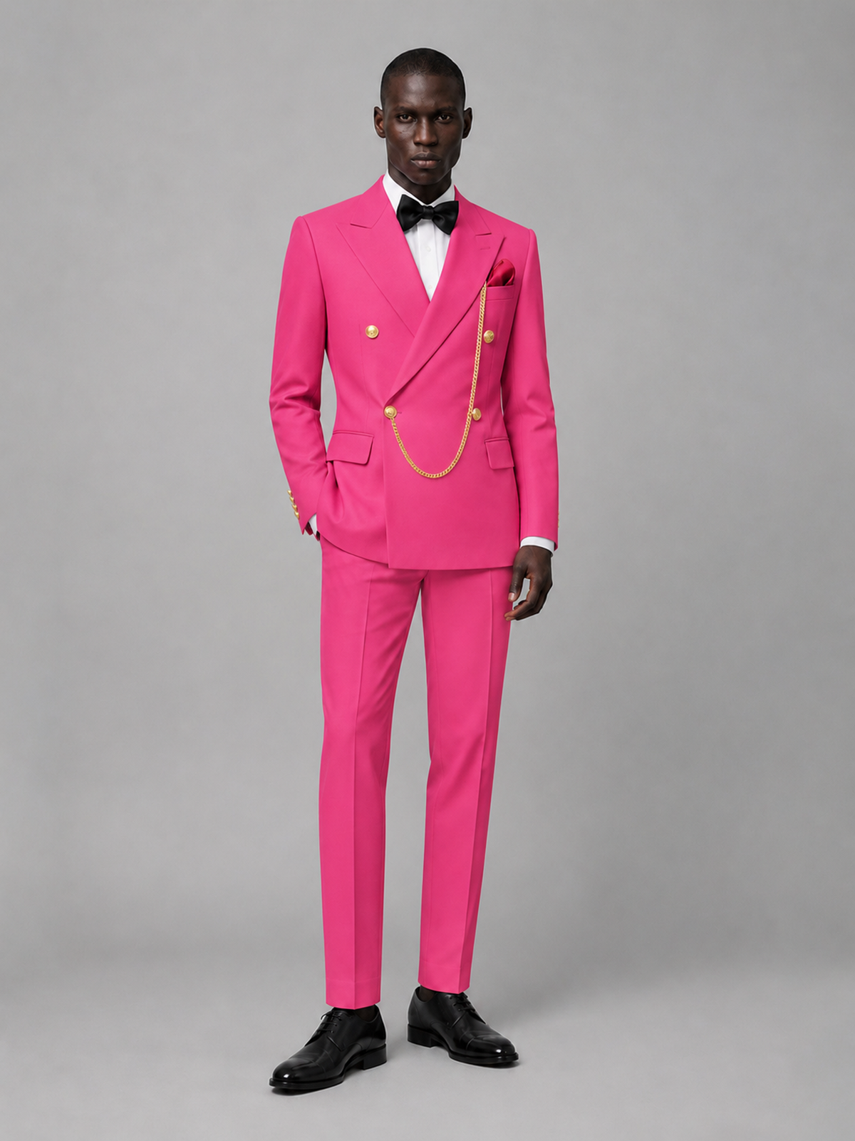 Men's Hot Pink Double-Breasted 2-Piece Suit Set – Jacket & Trousers | Hot Pink Chain - Hot Pink