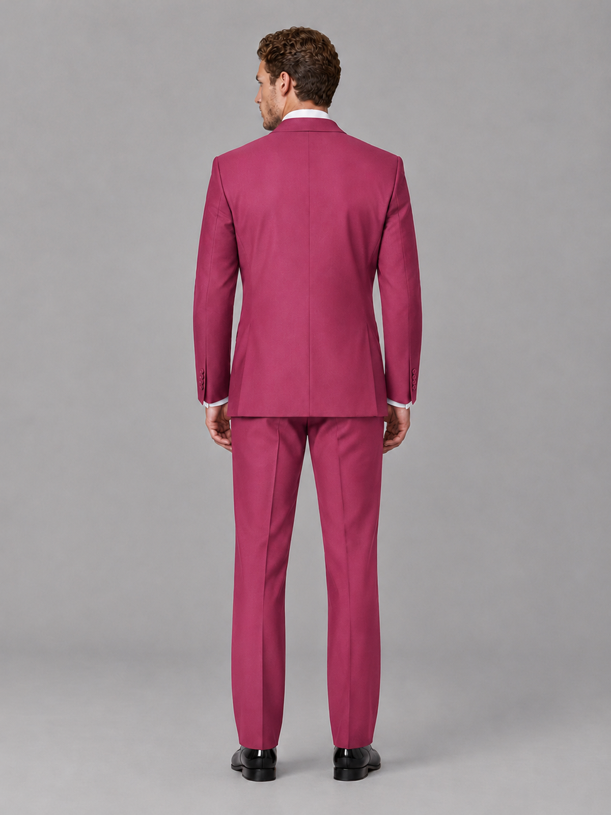 Savile Men's Hot Pink Peak Lapel 3-Piece Tuxedo Suit | Jacket, Vest & Trousers - Hot Pink