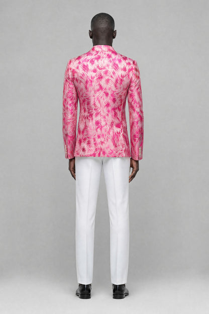 Savile Men's Hot Pink Textured Single-Breasted Blazer - Hot Pink