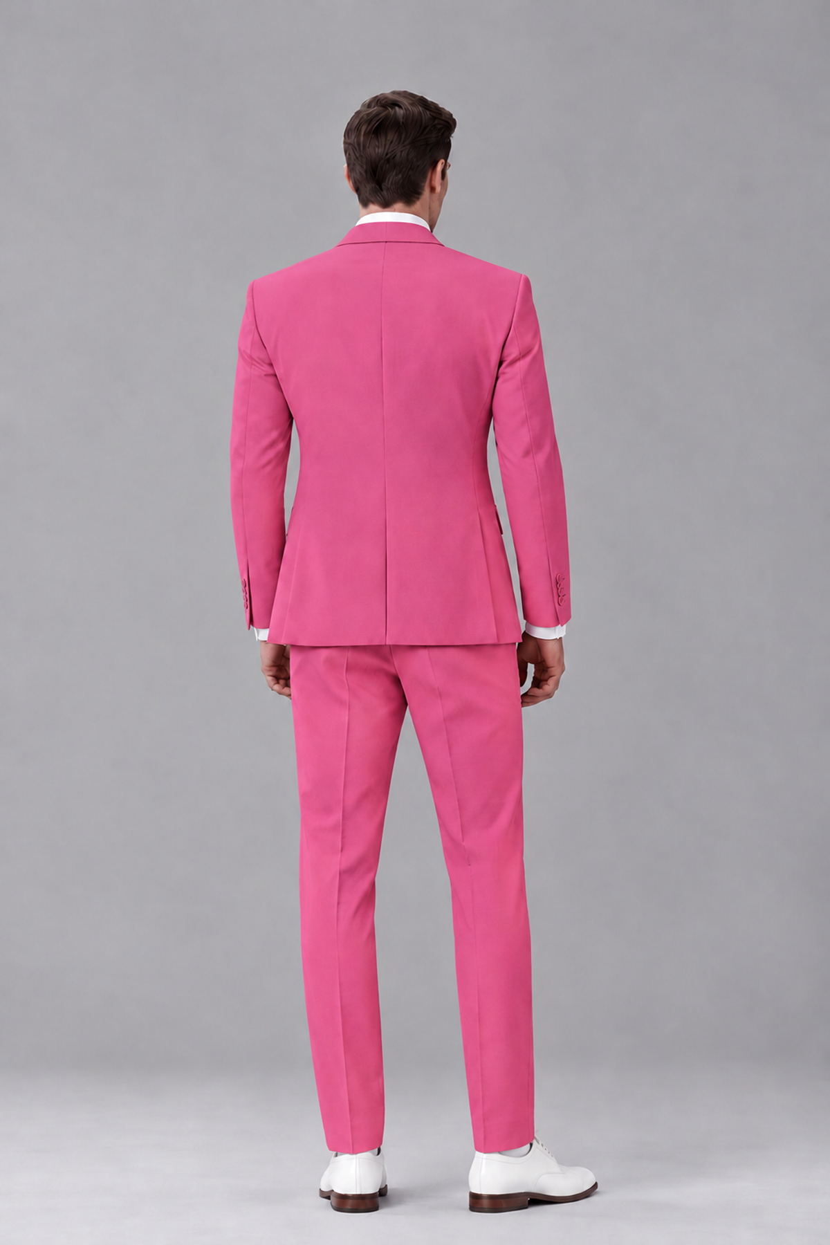 Savile Hot Pink 3-Piece Suit with Notch Lapel & Chain Vest - Hot Pink