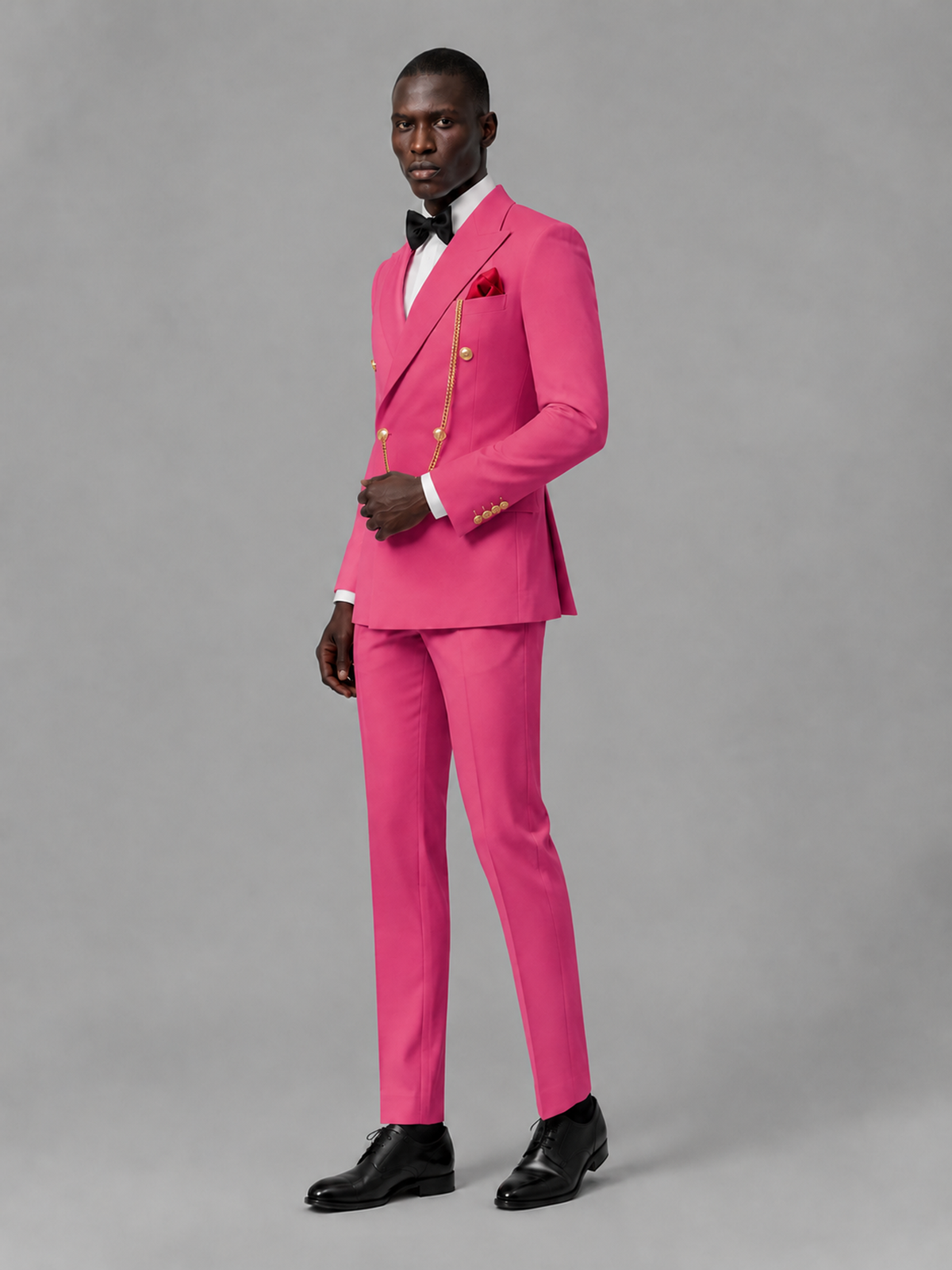 Men's Hot Pink Double-Breasted 2-Piece Suit Set – Jacket & Trousers | Hot Pink Chain - Hot Pink