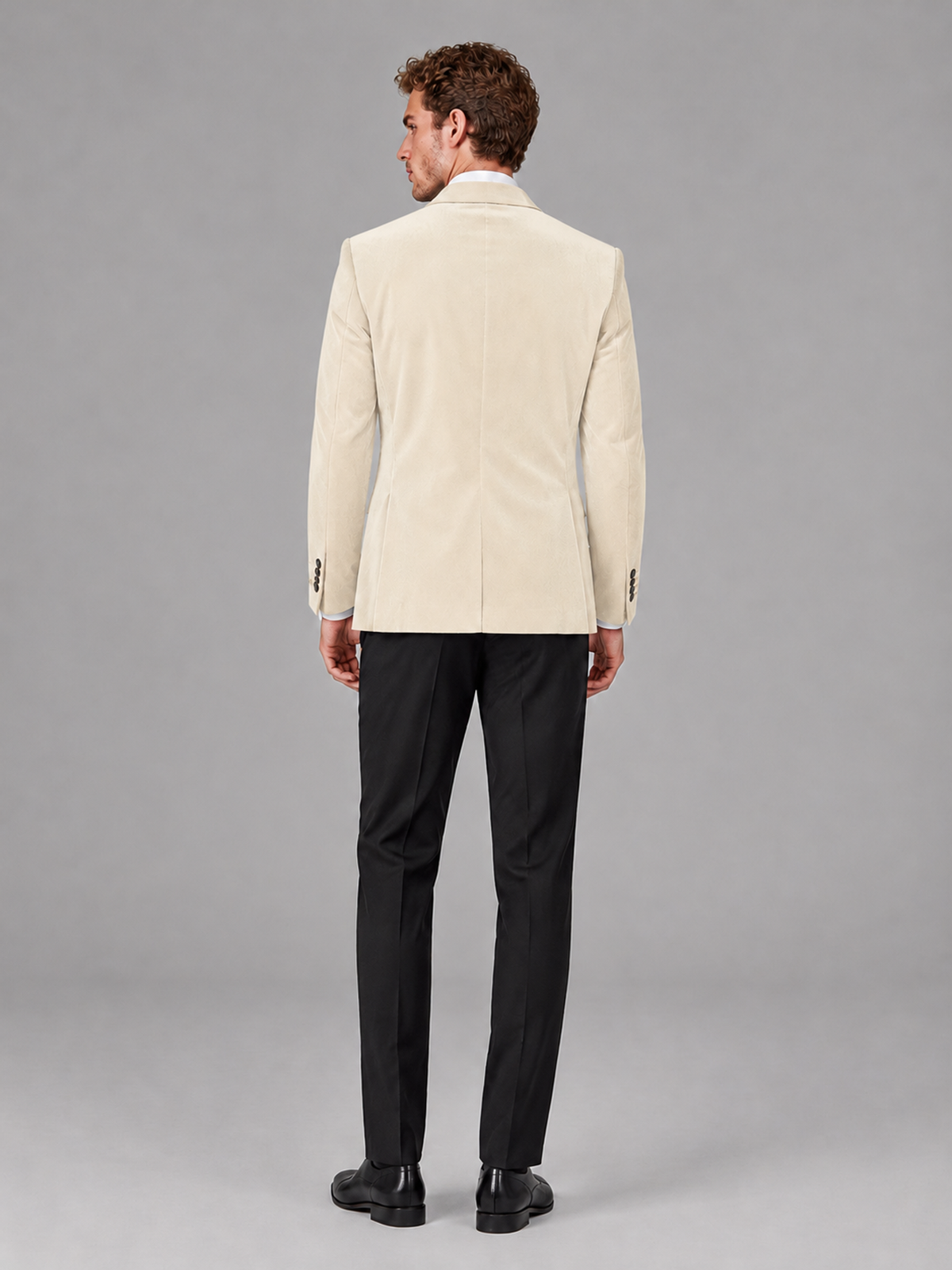 Savile Men's Ivory Velvet Peak Lapel 2-Piece Tuxedo Suit Set | Jacket & Trousers - Ivory