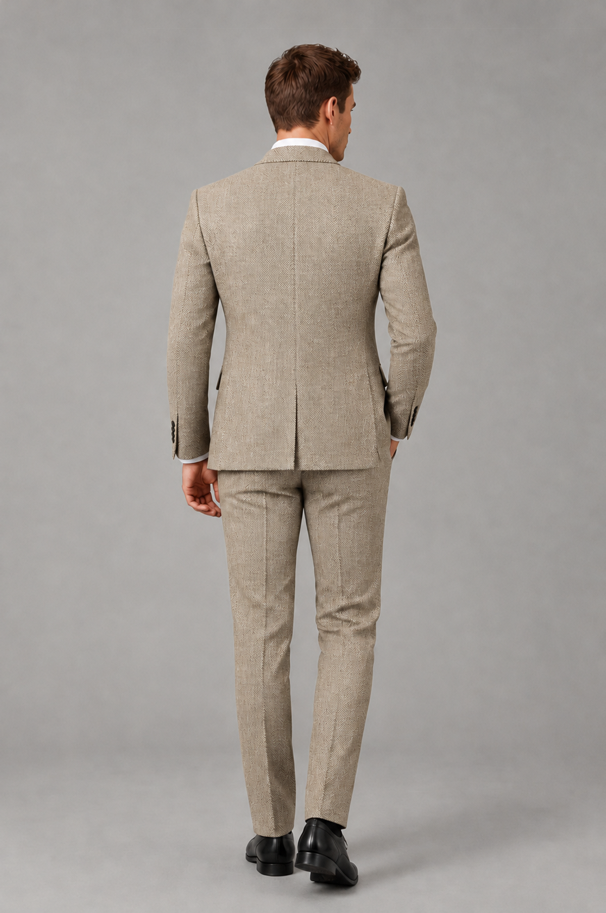 Savile Men's Grey Notch Lapel 3-Piece Suit Set | Jacket, Vest & Trousers - Khaki - Khaki