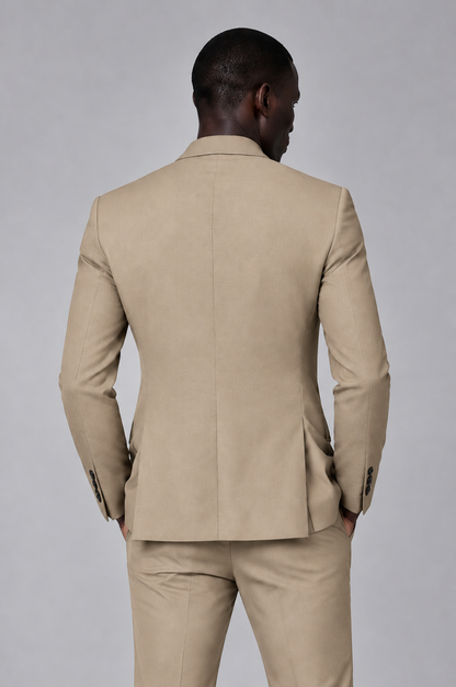 Savile Men's Khaki Double Breasted Slim Fit 2-Piece Suit Set – Blazer & Trousers | Wedding Gala Formal - Khaki - Khaki_03