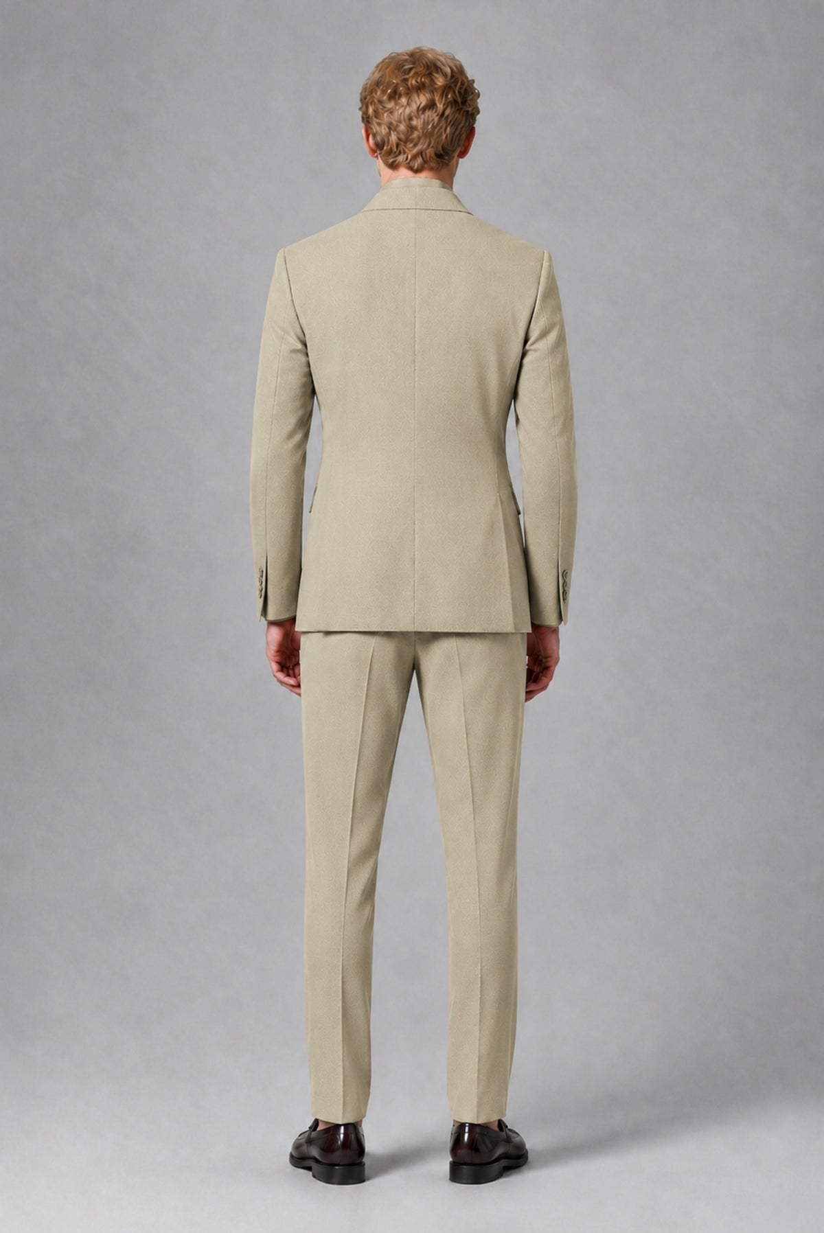 Savile Men's Khaki Double-Breasted Two-Piece Suit - Khaki