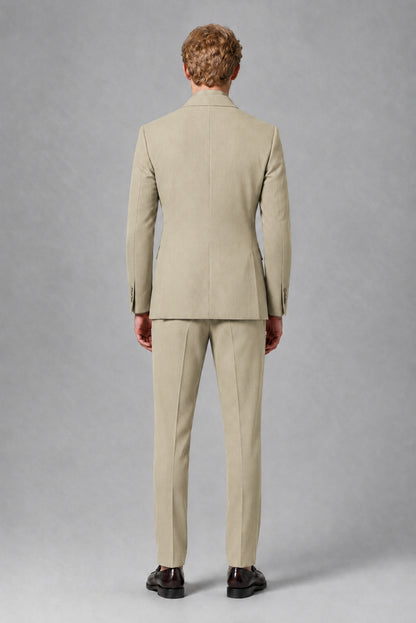 Savile Men's Khaki Double-Breasted Two-Piece Suit - Khaki