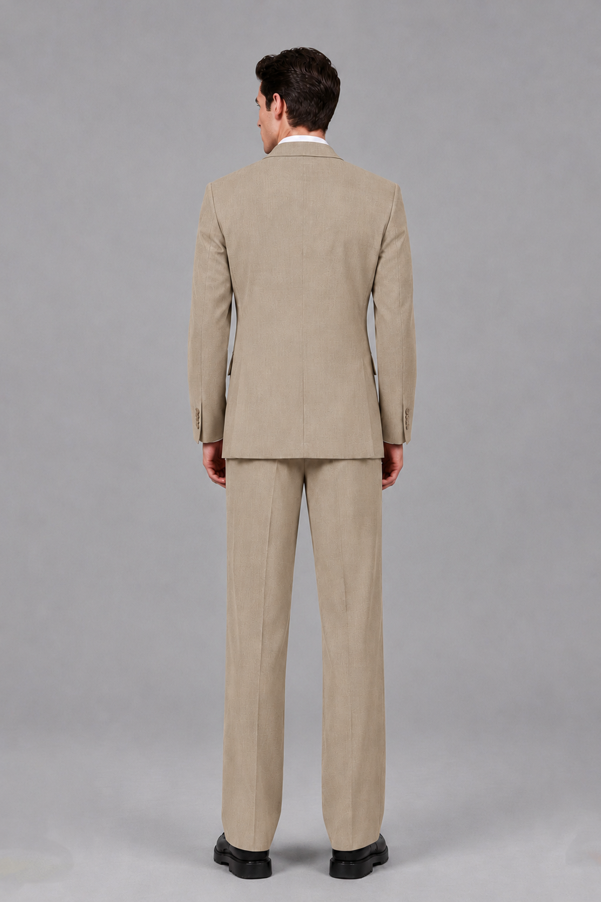 Savile Men's Khaki Pleated 2-Piece Suit Set | Notch Lapel Blazer & Tailored Trousers - Khaki - Khaki_3