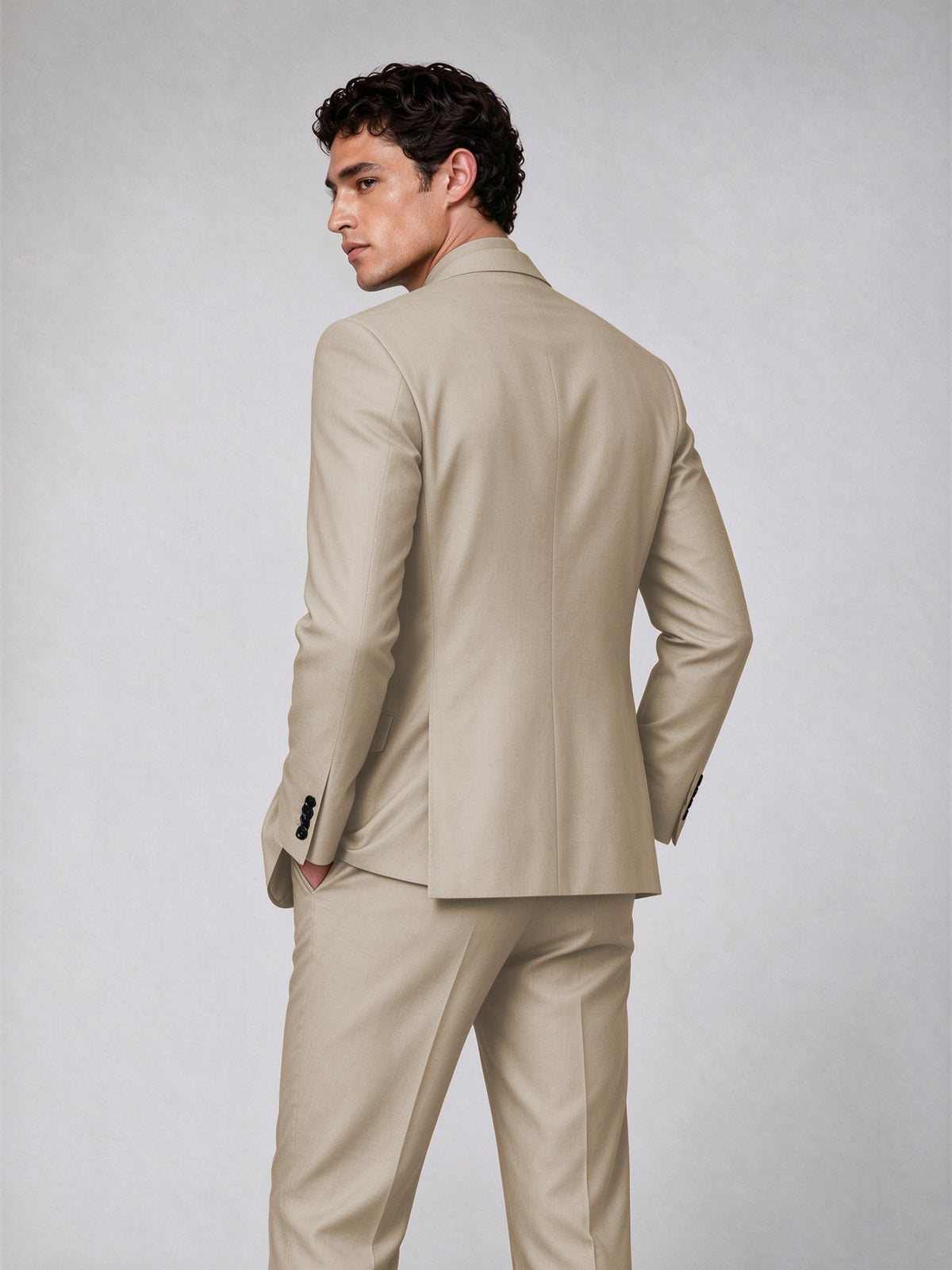 Savile Men's Khaki Double-Breasted 2-Piece Suit Set – Blazer & Trousers - Khaki