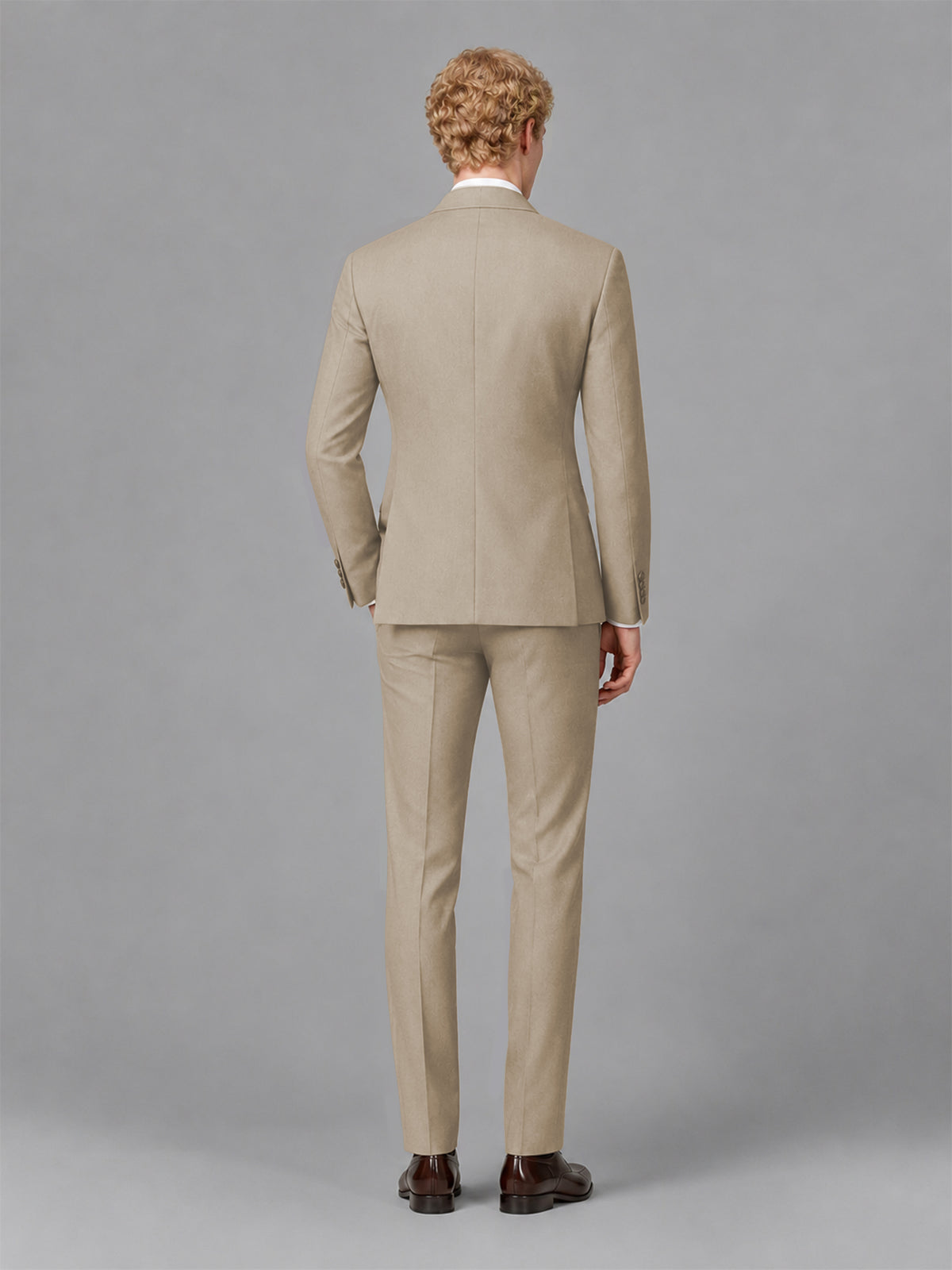 Men's Khaki Single-Button Khaki Satin Shawl Lapel Tuxedo Suit Set | Blazer & Trousers - Khaki