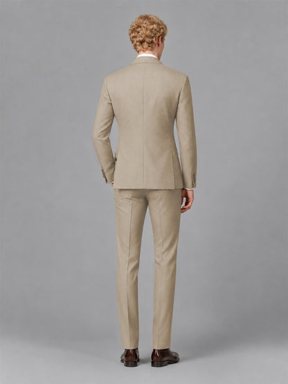 Men's Khaki Single-Button Khaki Satin Shawl Lapel Tuxedo Suit Set | Blazer & Trousers - Khaki