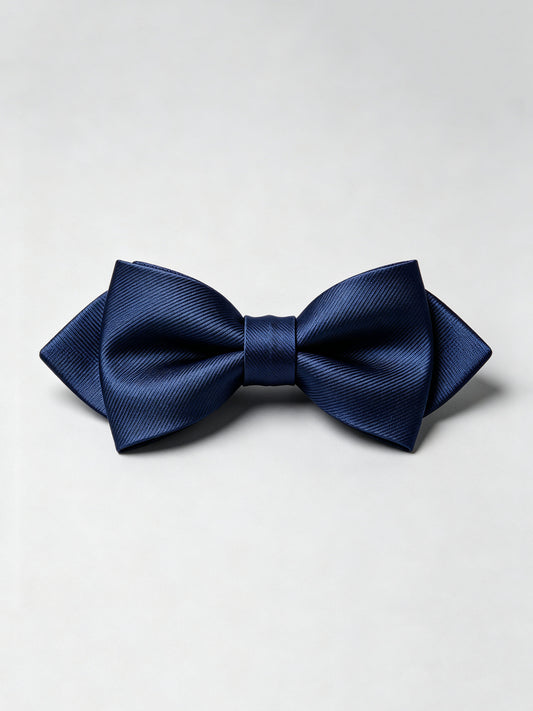 Savile Men's Navy Blue Solid Satin Bow Tie – Formal Wedding Tuxedo Accessory