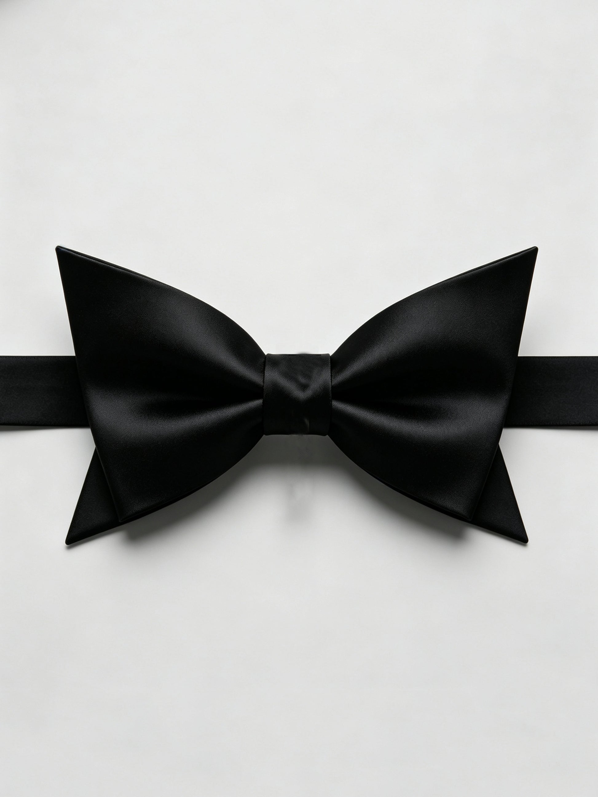 Savile Men's Black Solid Satin Bow Tie – Classic Tuxedo Formal Accessory