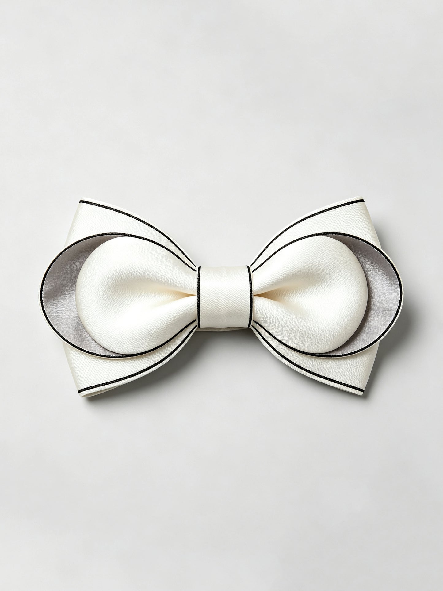 Savile Men's White Satin Bow Tie with Black Piping – Luxury Wedding Formal Accessory