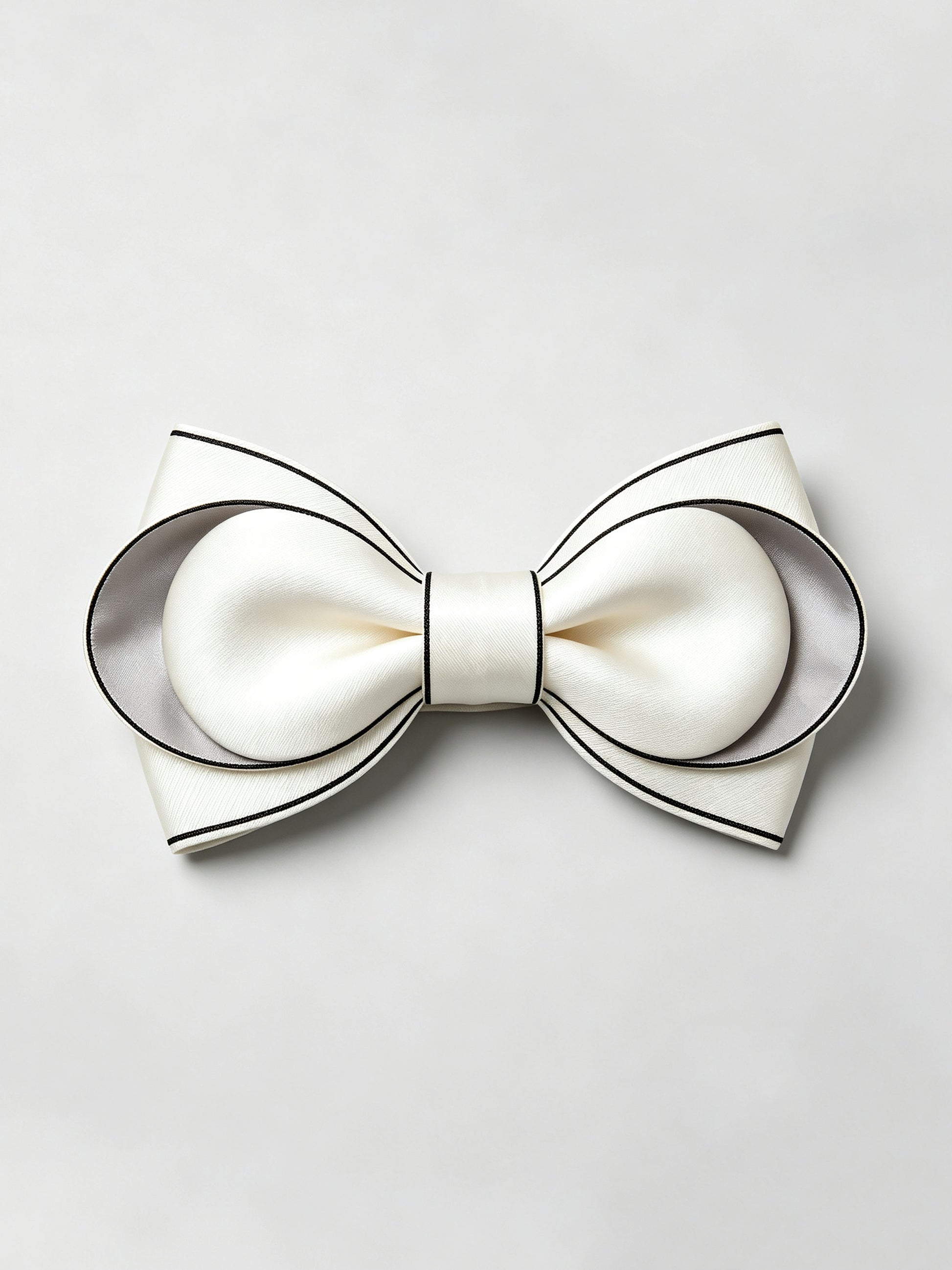Savile Men's White Satin Bow Tie with Black Piping – Luxury Wedding Formal Accessory