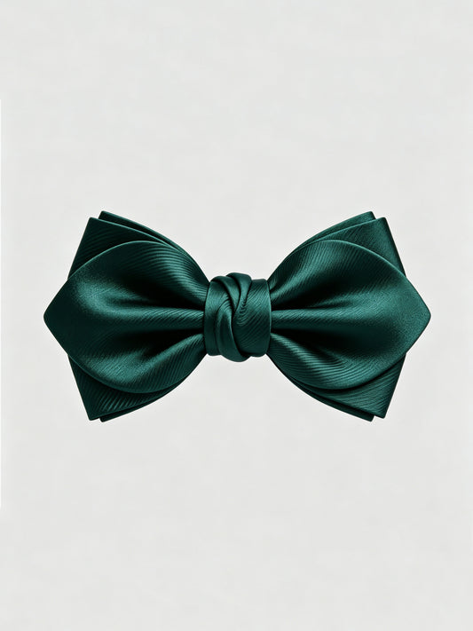 Savile Men's Emerald Green Satin Bow Tie – Formal Wedding & Black-Tie Accessory