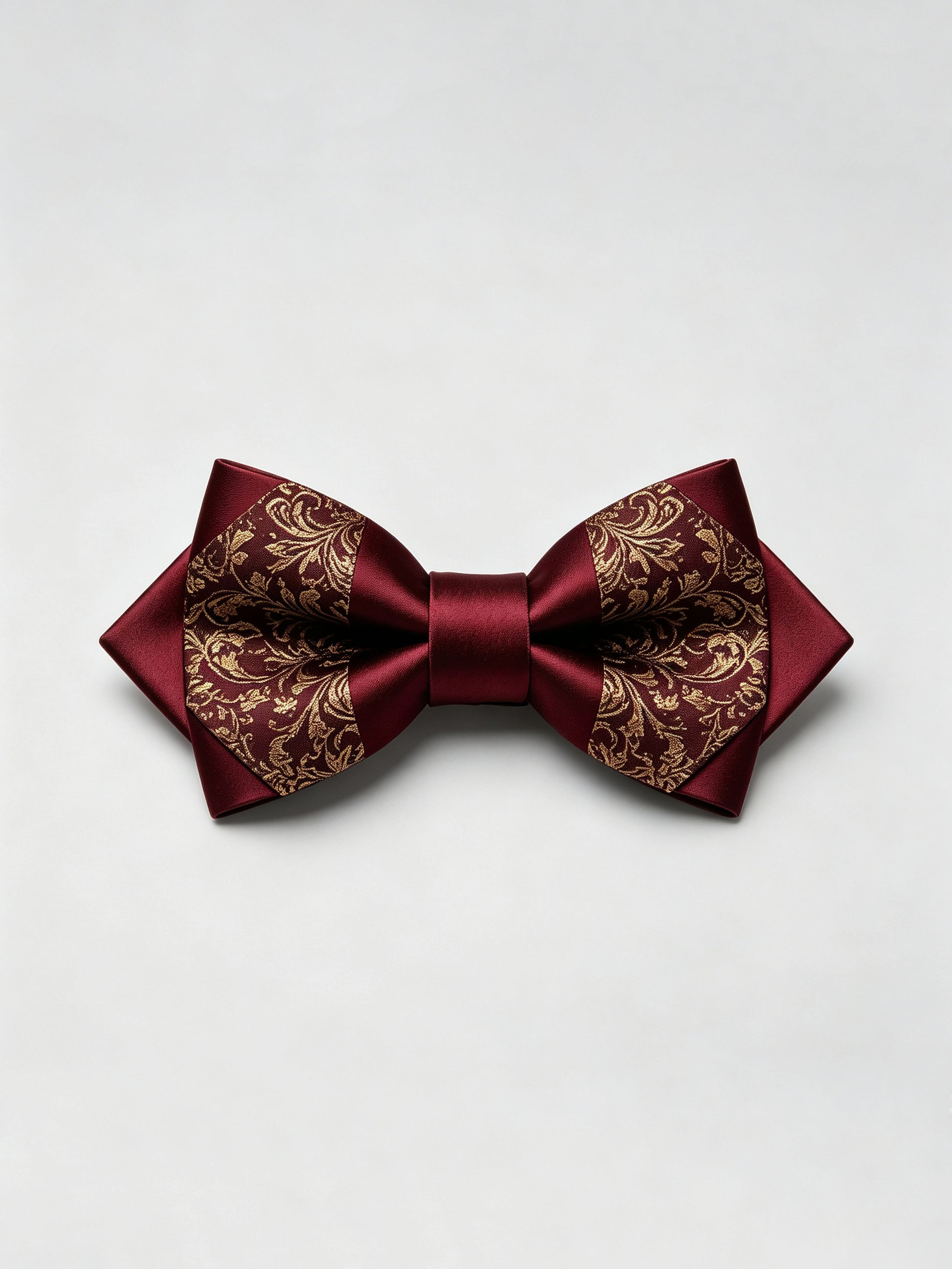 Savile Men's Burgundy & Gold Floral Jacquard Bow Tie – Luxury Wedding Formal Accessory
