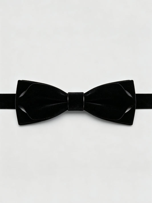 Savile Men's Black Velvet Bow Tie – Luxury Black-Tie Tuxedo Accessory