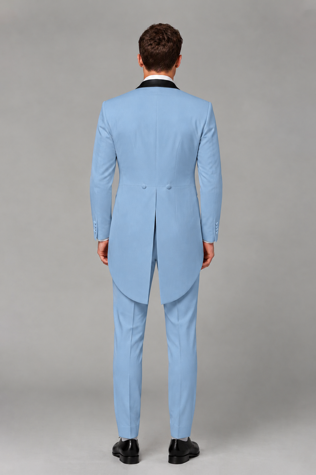 Savile Light Blue 3-Piece Tailcoat Tuxedo Suit with Black Peak Lapel - Light Blue - Light Blue_03