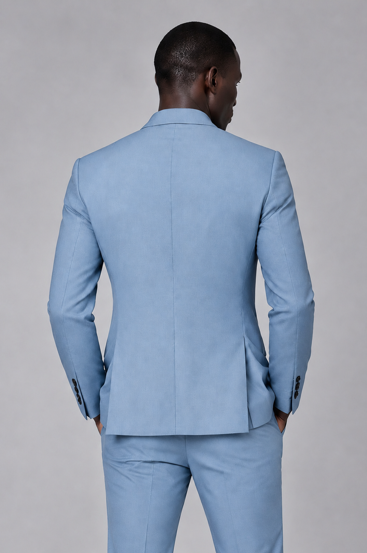 Savile Men's Light Blue Double Breasted Slim Fit 2-Piece Suit Set – Blazer & Trousers | Wedding Gala Formal - Light Blue - Light Blue_03