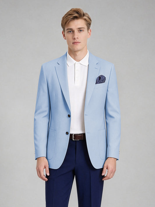 Savile Men's Slim-Fit Blazer – Notch Lapel Sport Coat | Light Blue - Light Blue - Light_Blue