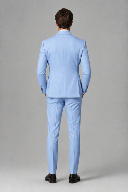 Savile Men's Dusty Light Blue 3-Piece Suit – Jacket, Vest & Trousers | QX0113 - Light Blue