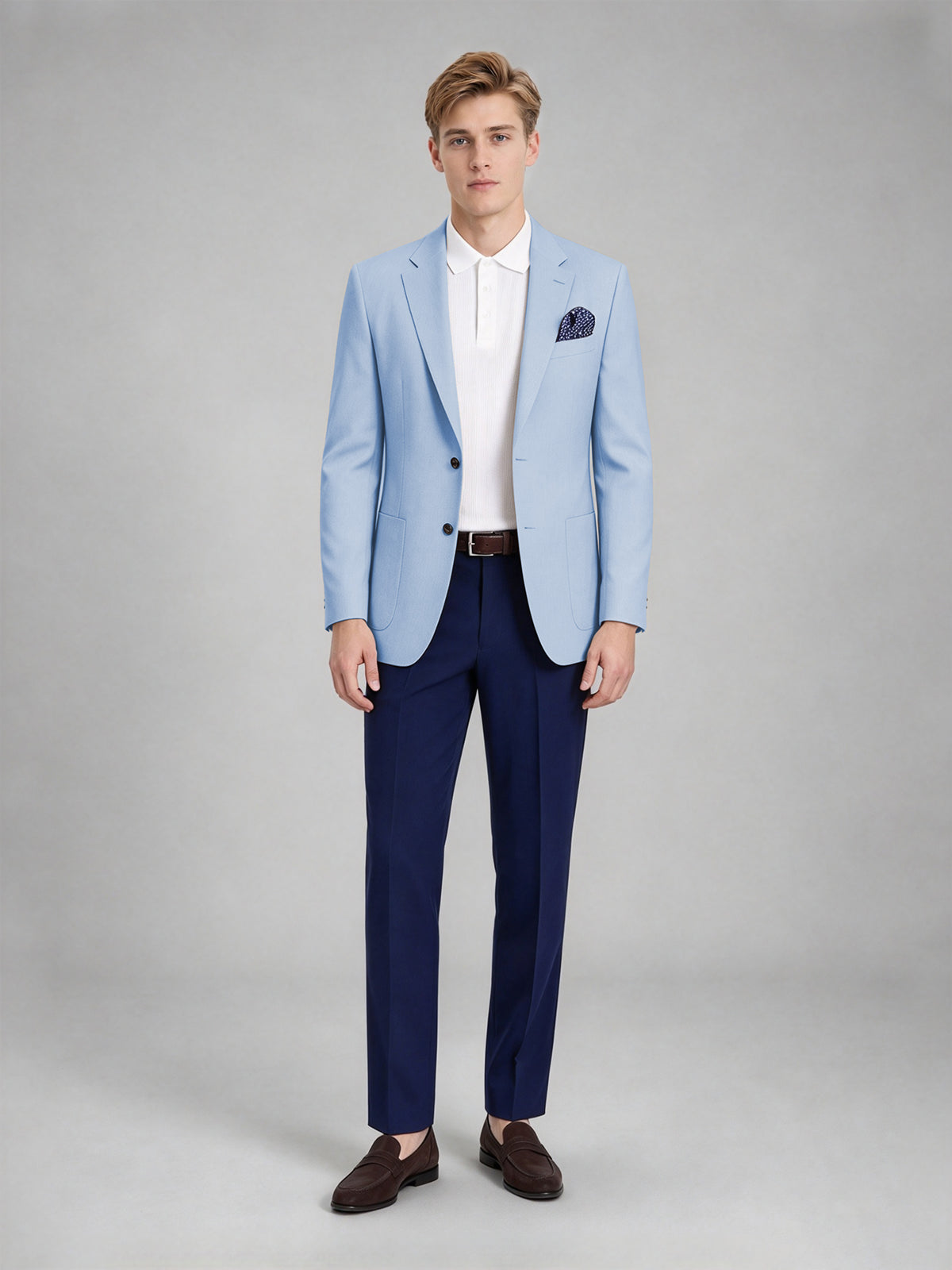 Savile Men's Slim-Fit Blazer – Notch Lapel Sport Coat | Light Blue - Light Blue - Light_Blue