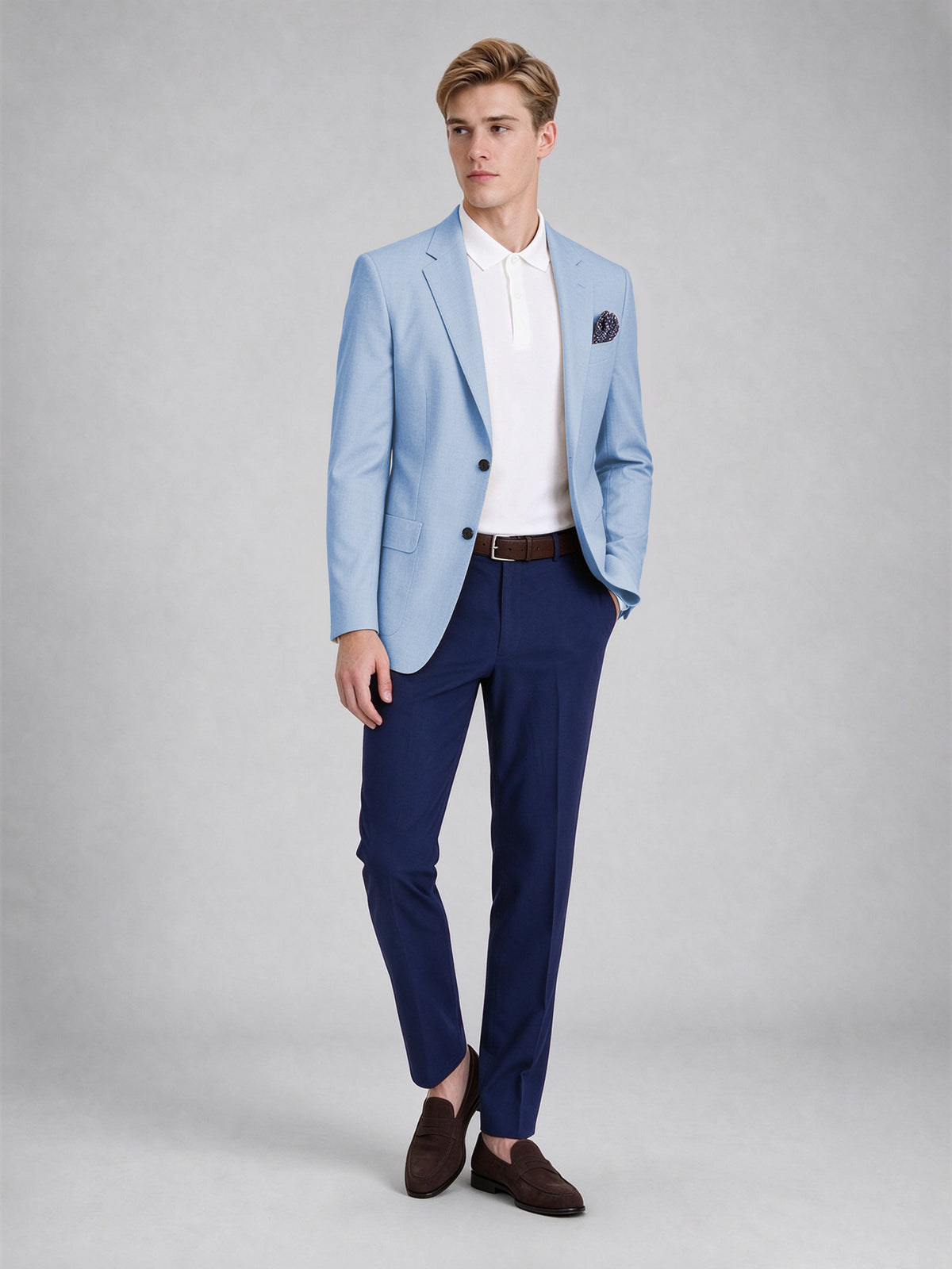 Savile Men's Slim-Fit Blazer – Notch Lapel Sport Coat | Light Blue - Light Blue - Light_Blue