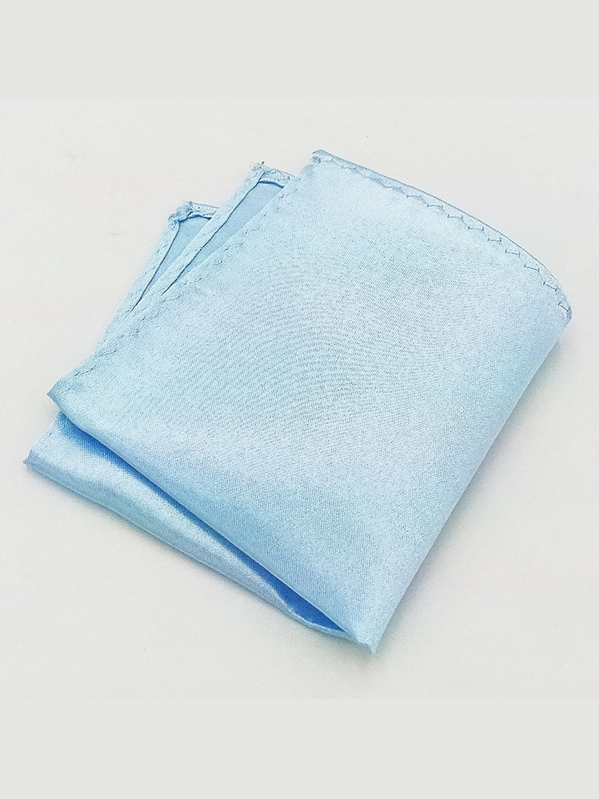 Savile Men's Light Blue Satin Pocket Square – Classic Solid Silk Suit Handkerchief - Light Blue - Light Blue (1)