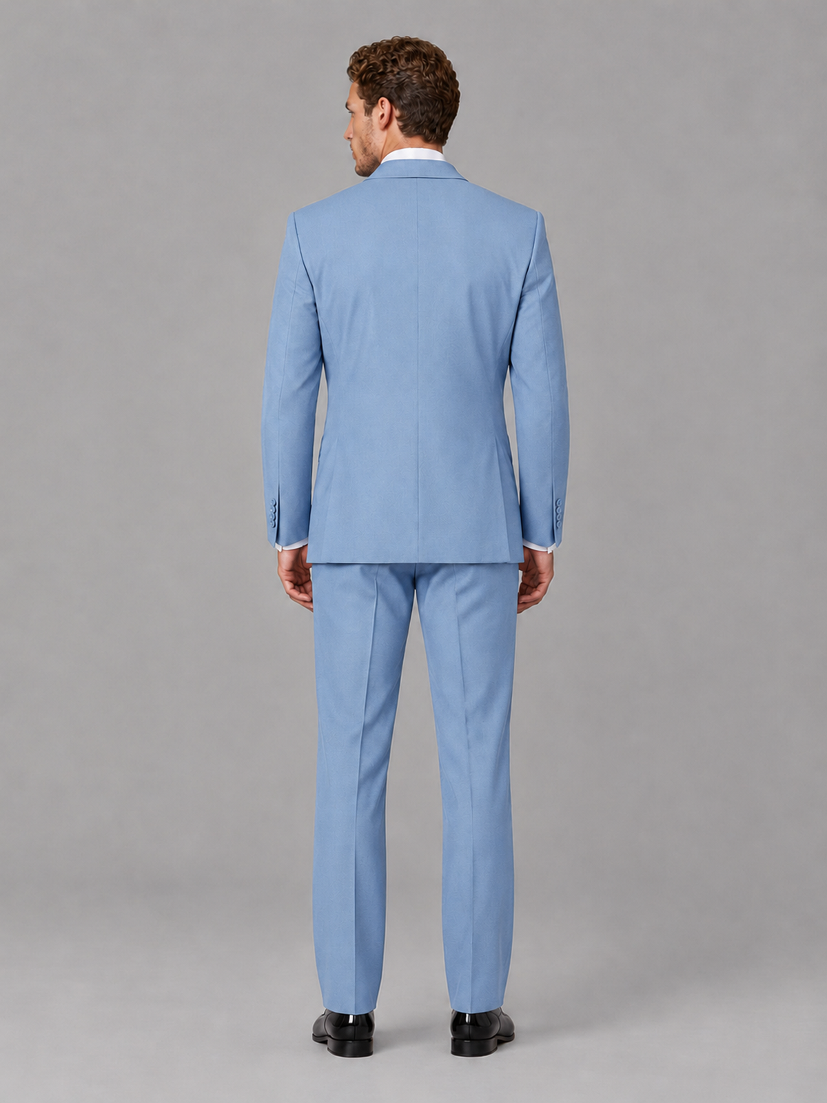 Savile Men's Light Blue Peak Lapel 3-Piece Tuxedo Suit | Jacket, Vest & Trousers - Light Blue
