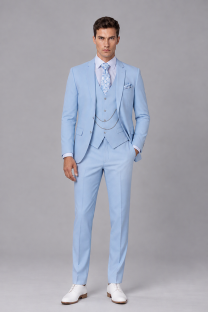 Savile Light Blue 3-Piece Suit - Front Full-Length View