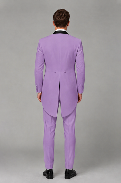 Savile Lilac 3-Piece Tailcoat Tuxedo Suit with Black Peak Lapel - Lilac - Lilac_03