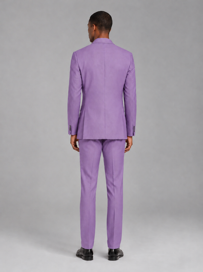 Savile Men's Lilac Contrast Shawl Lapel Tuxedo Suit – 3-Piece Wedding, Prom & Black-Tie Formal Set - Lilac - Lilac_3