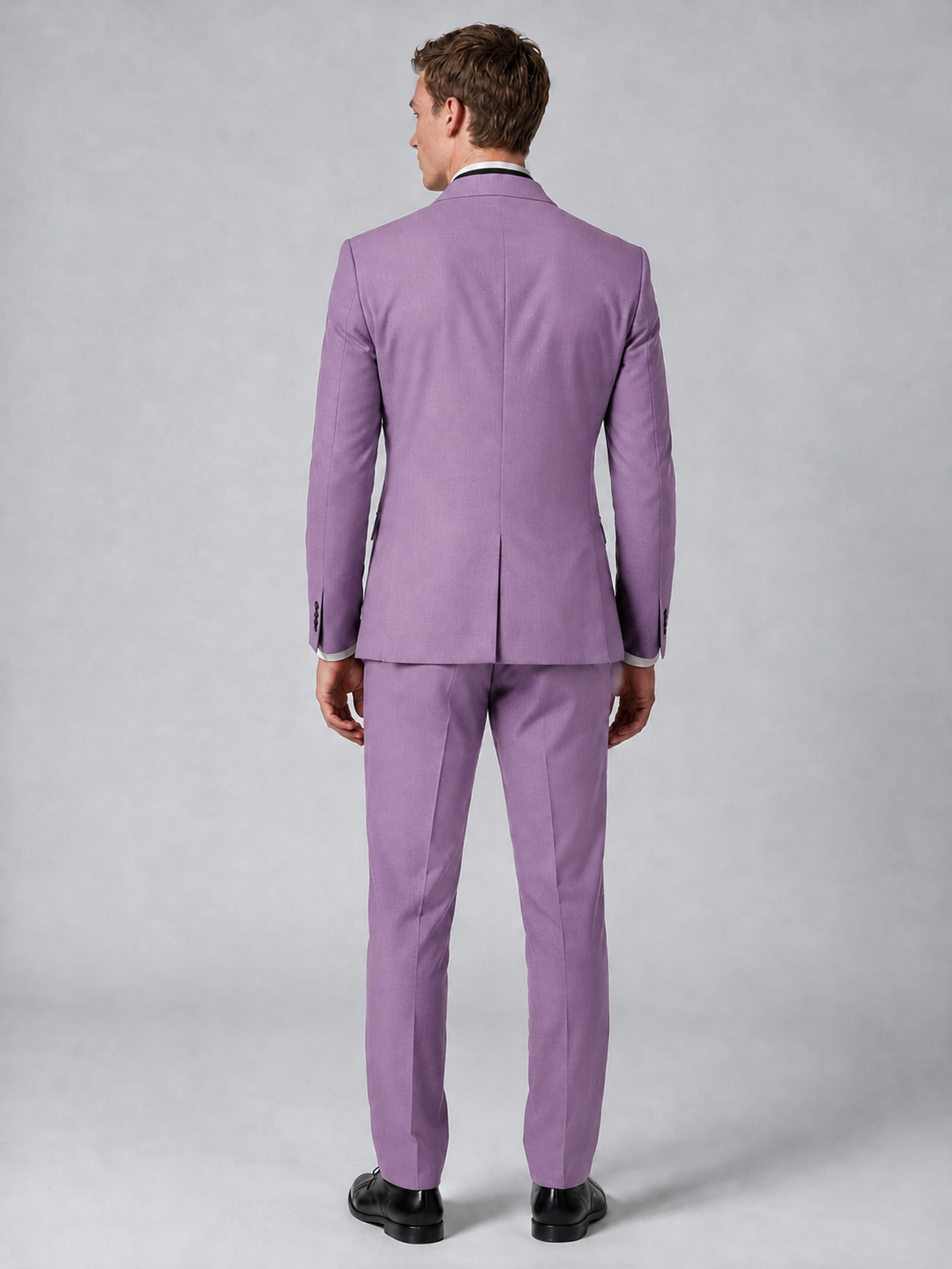 Savile Men's Lilac Wrap Shawl Lapel 2-Piece Suit Set – Modern Jacket & Trousers - Lilac - Lilac_3