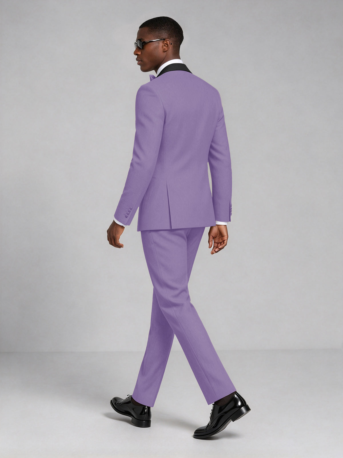 Men's Lilac Double-Breasted Tuxedo Suit – Satin Shawl Lapel Lilac-Tie Wedding & Gala 2-Piece Set - Lilac