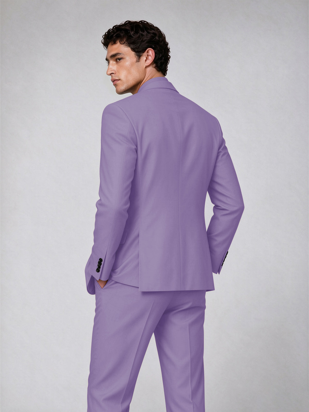 Savile Men's Lilac Double-Breasted 2-Piece Suit Set – Blazer & Trousers - Lilac