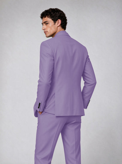 Savile Men's Lilac Double-Breasted 2-Piece Suit Set – Blazer & Trousers - Lilac