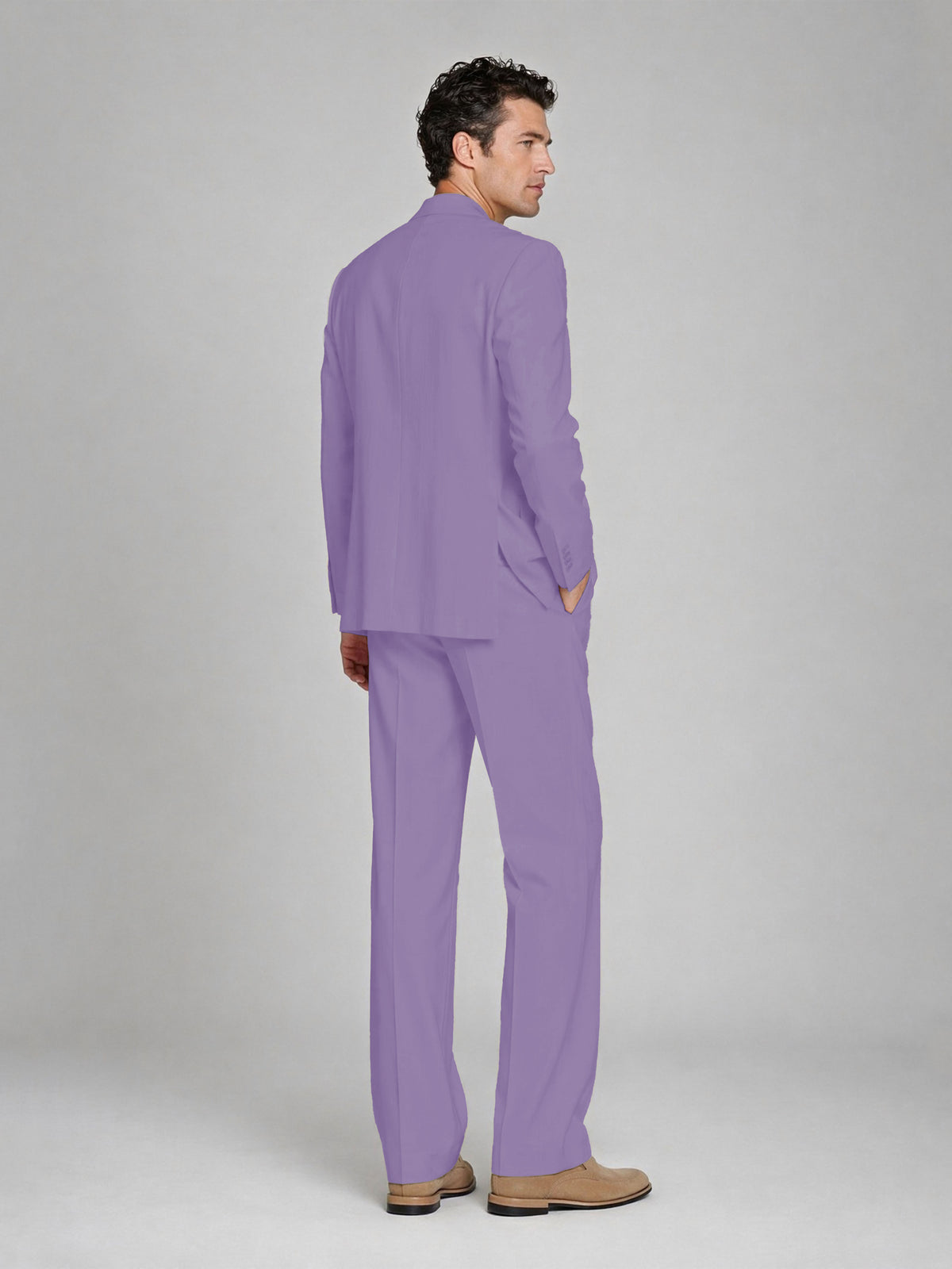 Men's Lilac Double-Breasted 2-Piece Suit – Peak Lapel Wedding & Beach Formal Set with Vest - Lilac