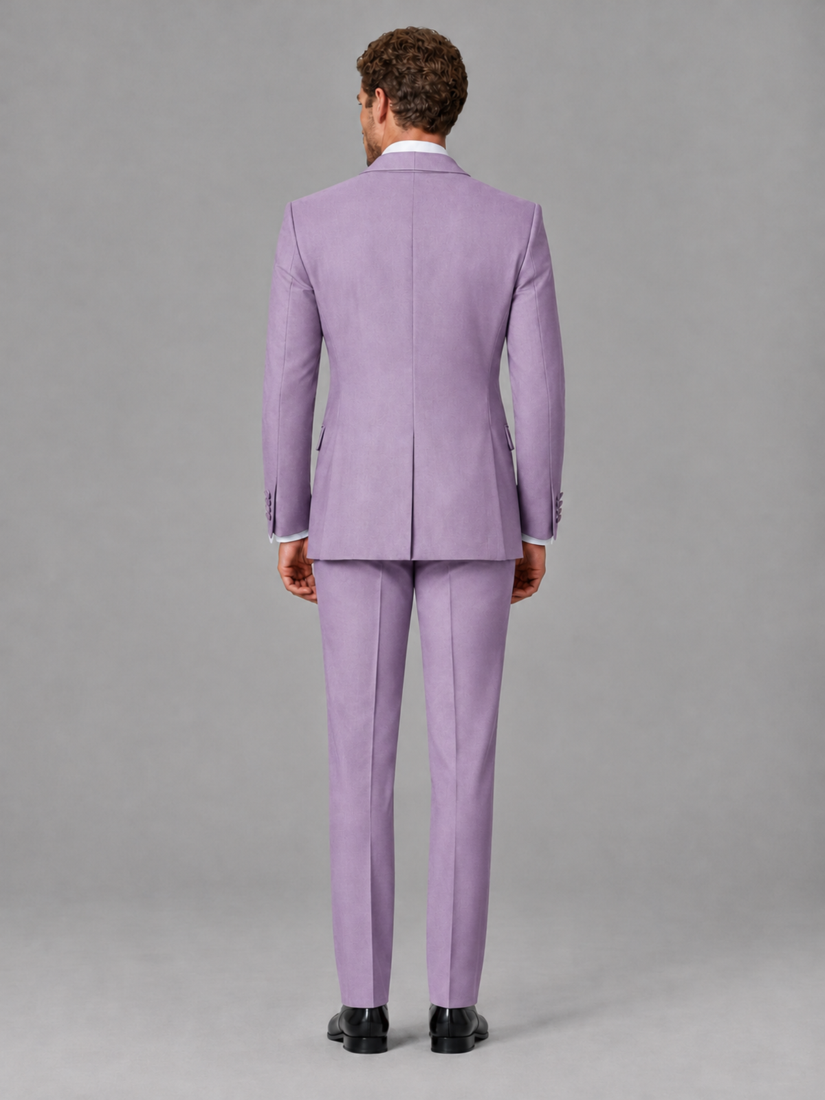 Savile Men's Lilac Velvet Shawl Lapel Tuxedo Suit – Modern Side-Buckle Dinner Jacket & Trousers 2-Piece Set - Lilac