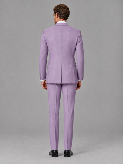 Savile Men's Lilac Velvet Shawl Lapel Tuxedo Suit – Modern Side-Buckle Dinner Jacket & Trousers 2-Piece Set - Lilac