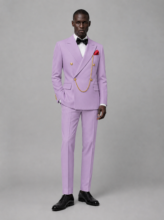 Men's Lilac Double-Breasted 2-Piece Suit Set – Jacket & Trousers | Lilac Chain - Lilac