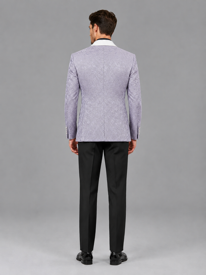 Savile Men's Lilac Jacquard White Shawl Lapel 2-Piece Tuxedo Suit Set | Jacket & Trousers - Lilac - Lilac (2)