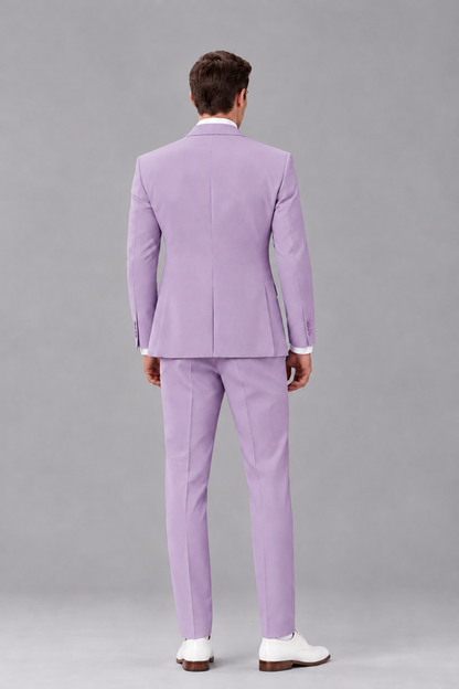 Savile Lilac 3-Piece Suit with Notch Lapel & Chain Vest - Lilac