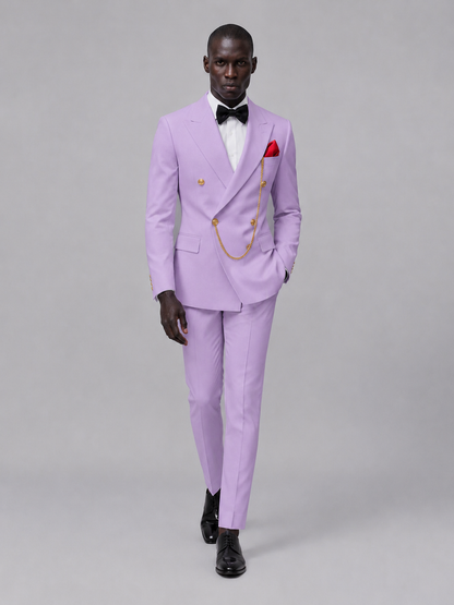 Men's Lilac Double-Breasted 2-Piece Suit Set – Jacket & Trousers | Lilac Chain - Lilac