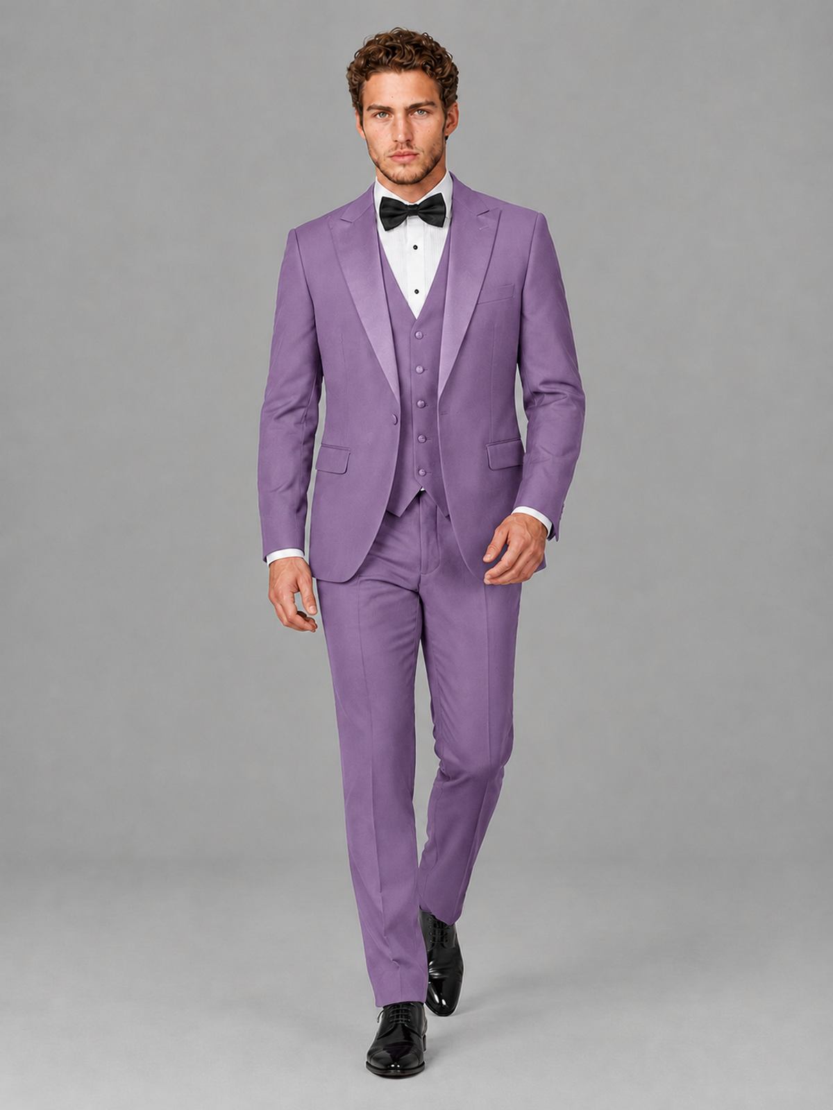 Savile Men's Lilac Peak Lapel 3-Piece Tuxedo Suit | Jacket, Vest & Trousers - Lilac