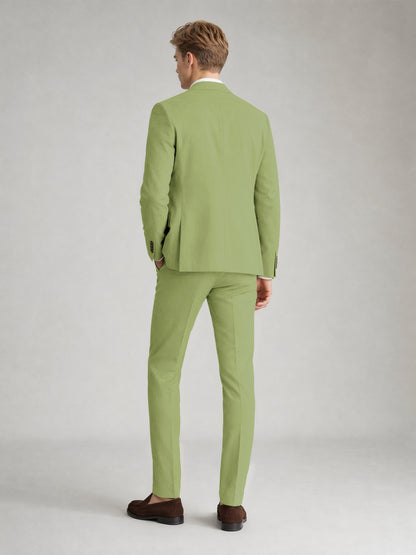 Savile Men's Sand Khaki Linen-Blend 2-Piece Suit Set – Two-Button Notch Lapel Slim-Fit Blazer & Slim Trousers - Lime Green - Lime_Green