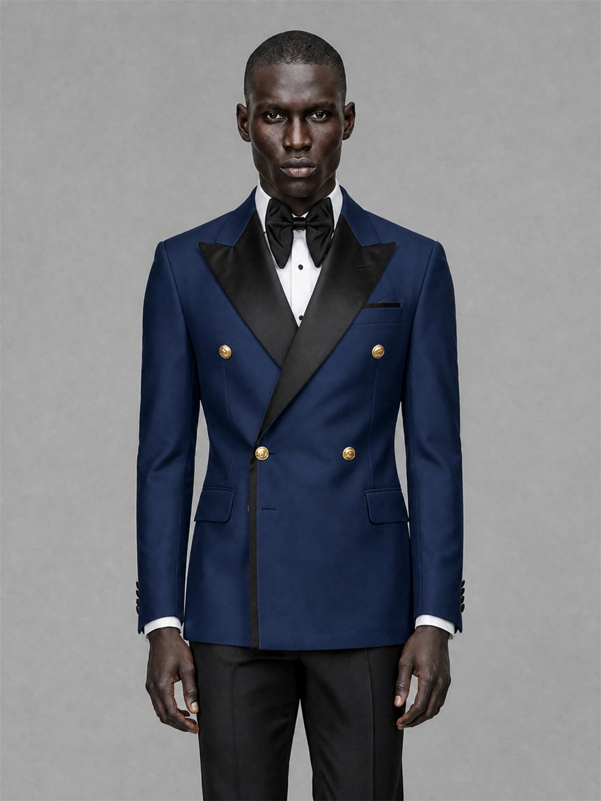 Men's Navy Blue Double-Breasted 2-Piece Suit Set – Jacket & Trousers