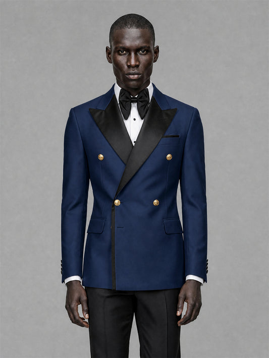 Men's Navy Blue Double-Breasted 2-Piece Suit Set – Jacket & Trousers