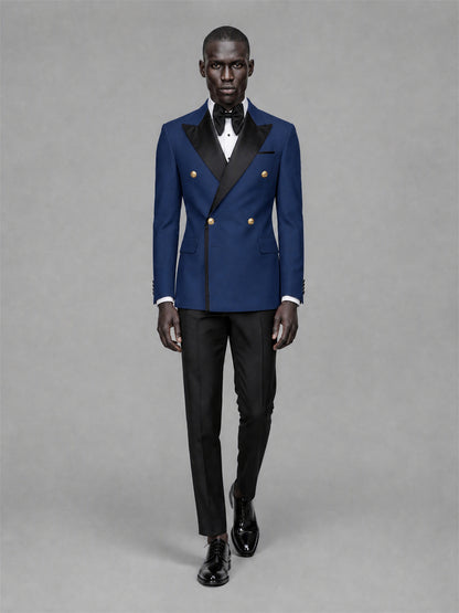 Men's Navy Blue Double-Breasted 2-Piece Suit Set – Jacket & Trousers
