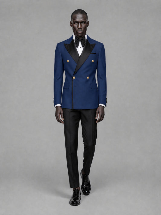 Men's Navy Blue Double-Breasted 2-Piece Suit Set – Jacket & Trousers